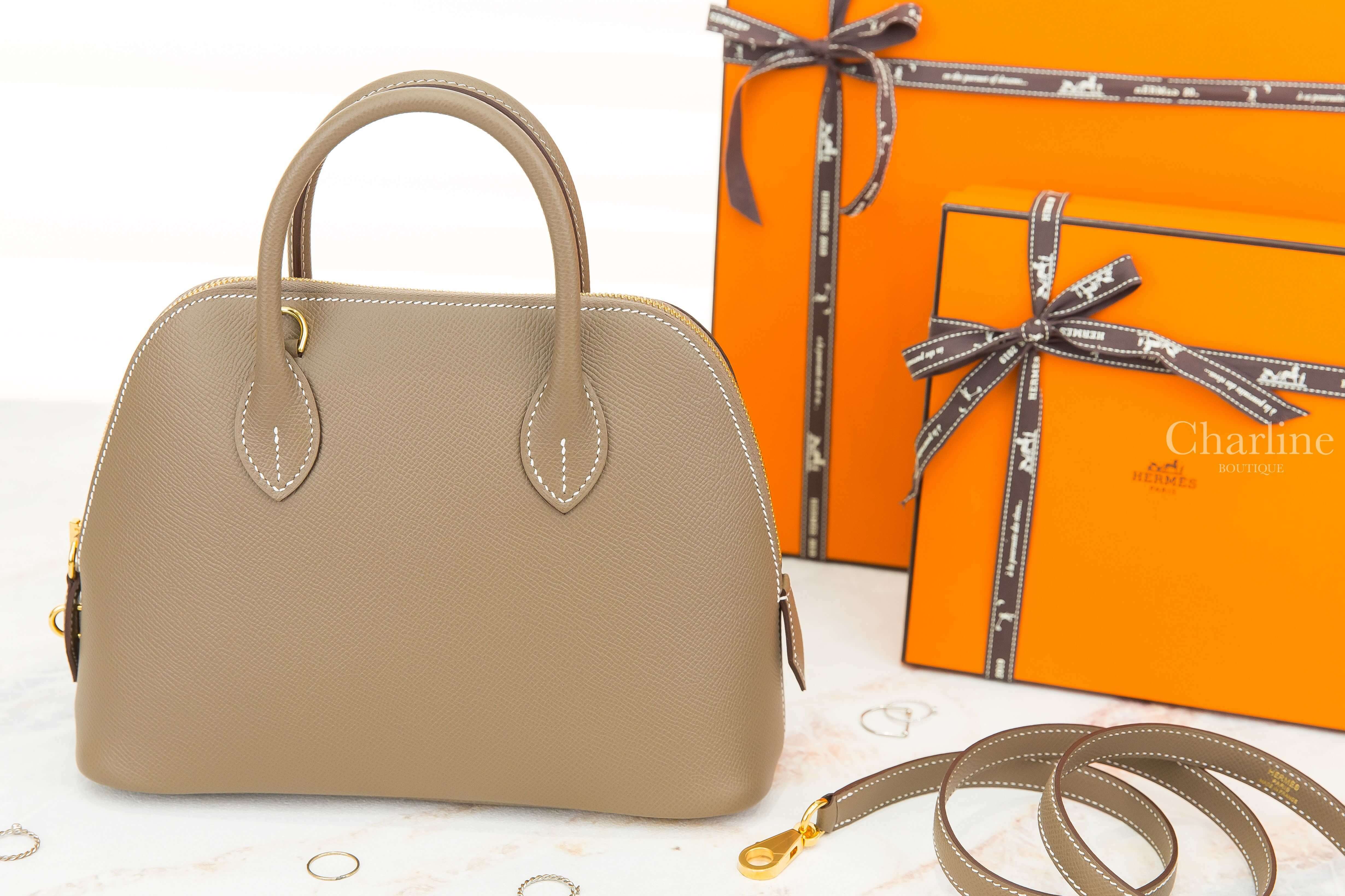 Hermès Bolide 1923 25cm 18 Etoupe Veau Epsom Z刻大象灰金釦手提肩背包-Charline Boutique 精品代購