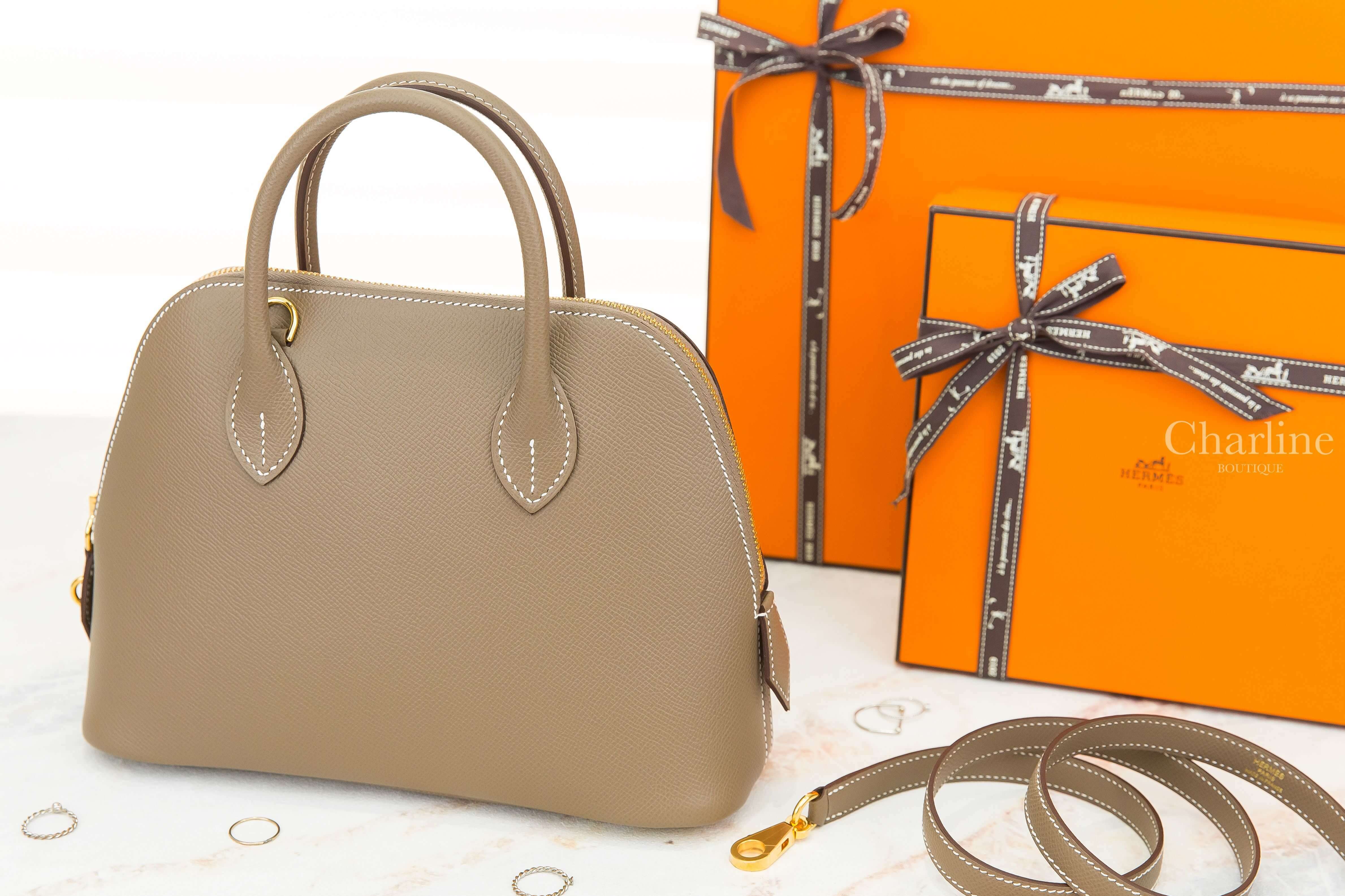 Hermès Bolide 1923 25cm 18 Etoupe Veau Epsom Z刻大象灰金釦手提肩背包-Charline Boutique 精品代購