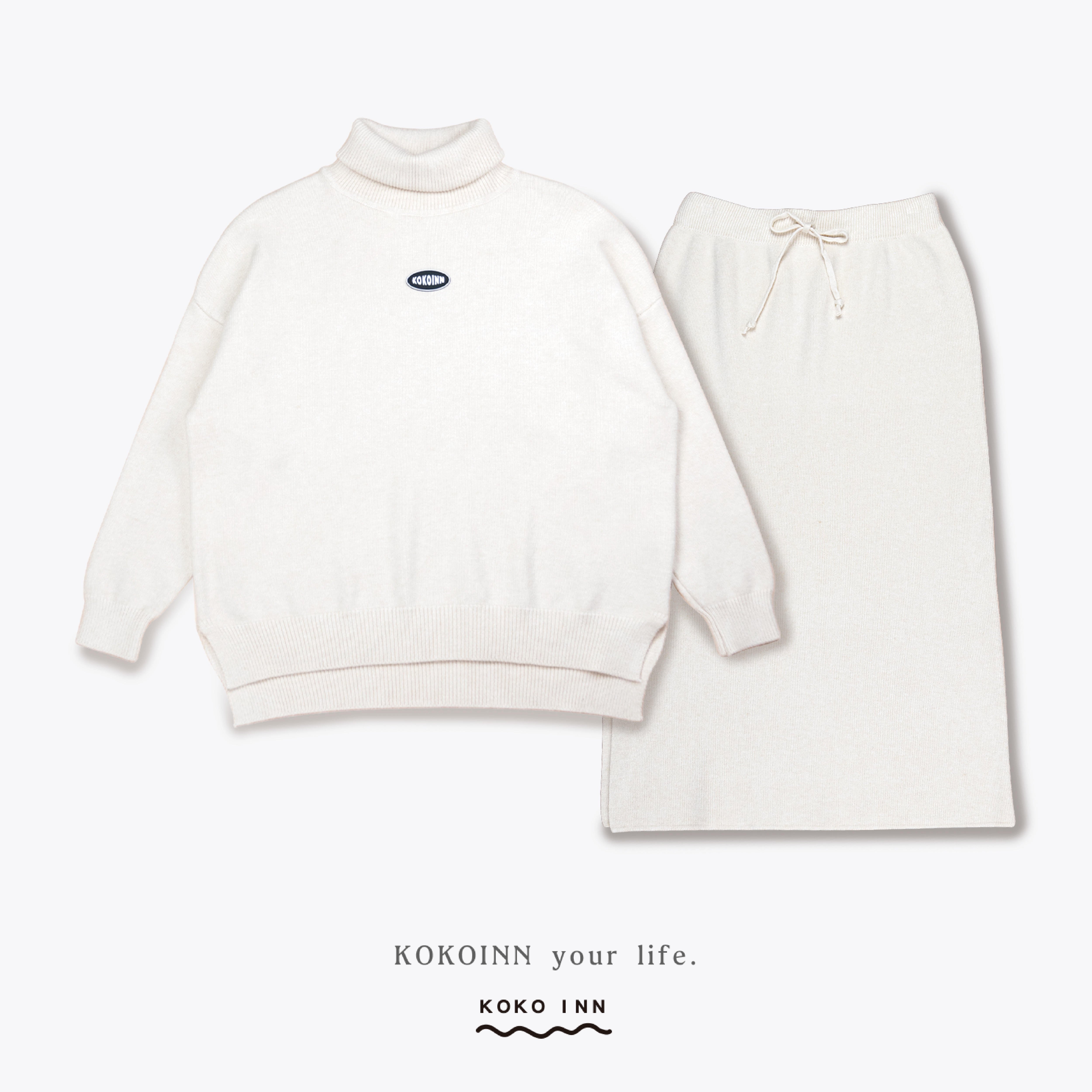 KOKOINN 細針織高領毛衣裙套裝