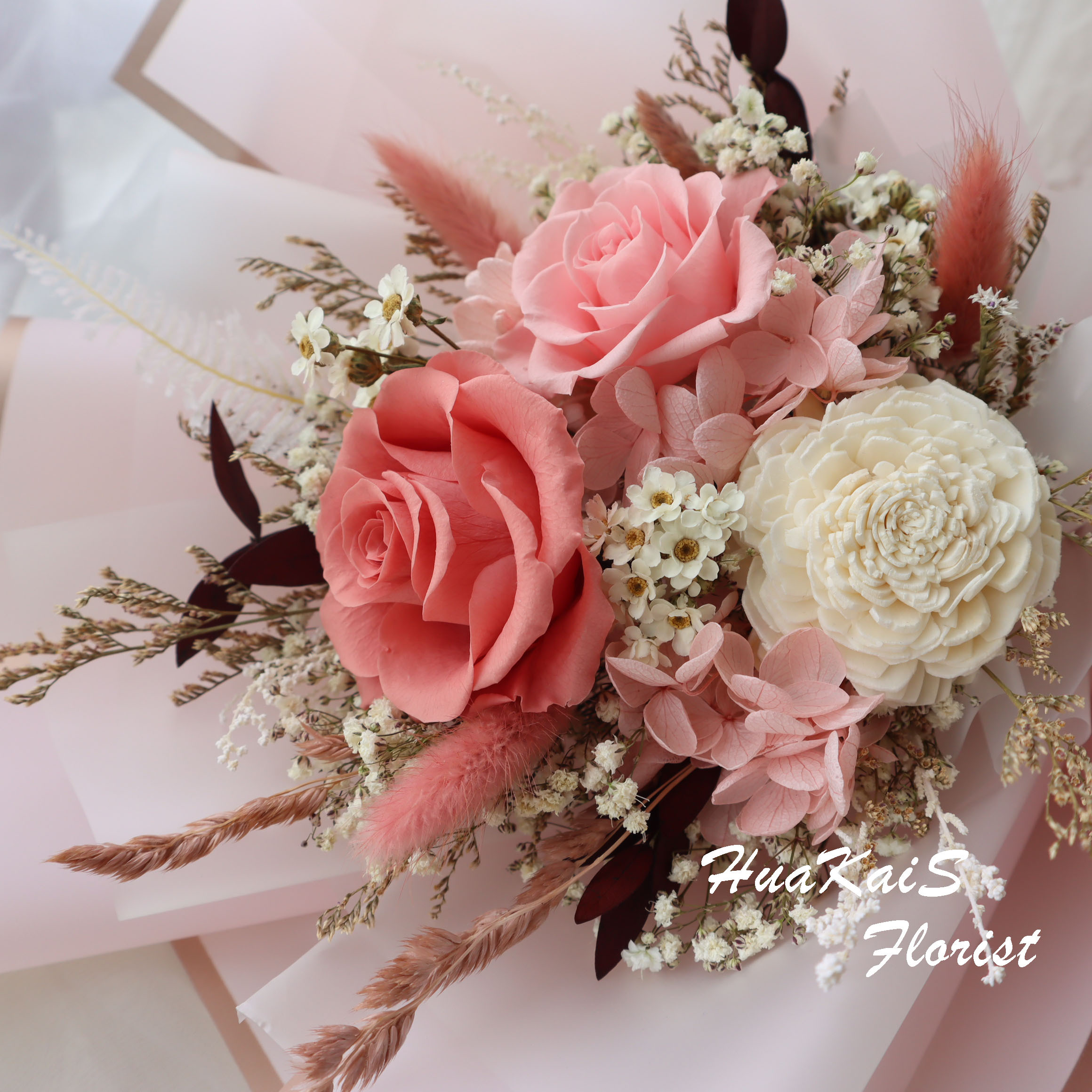 永生花束-草莓牛奶|告白花束|情人節花束|母親節花束|永生花|儀式感