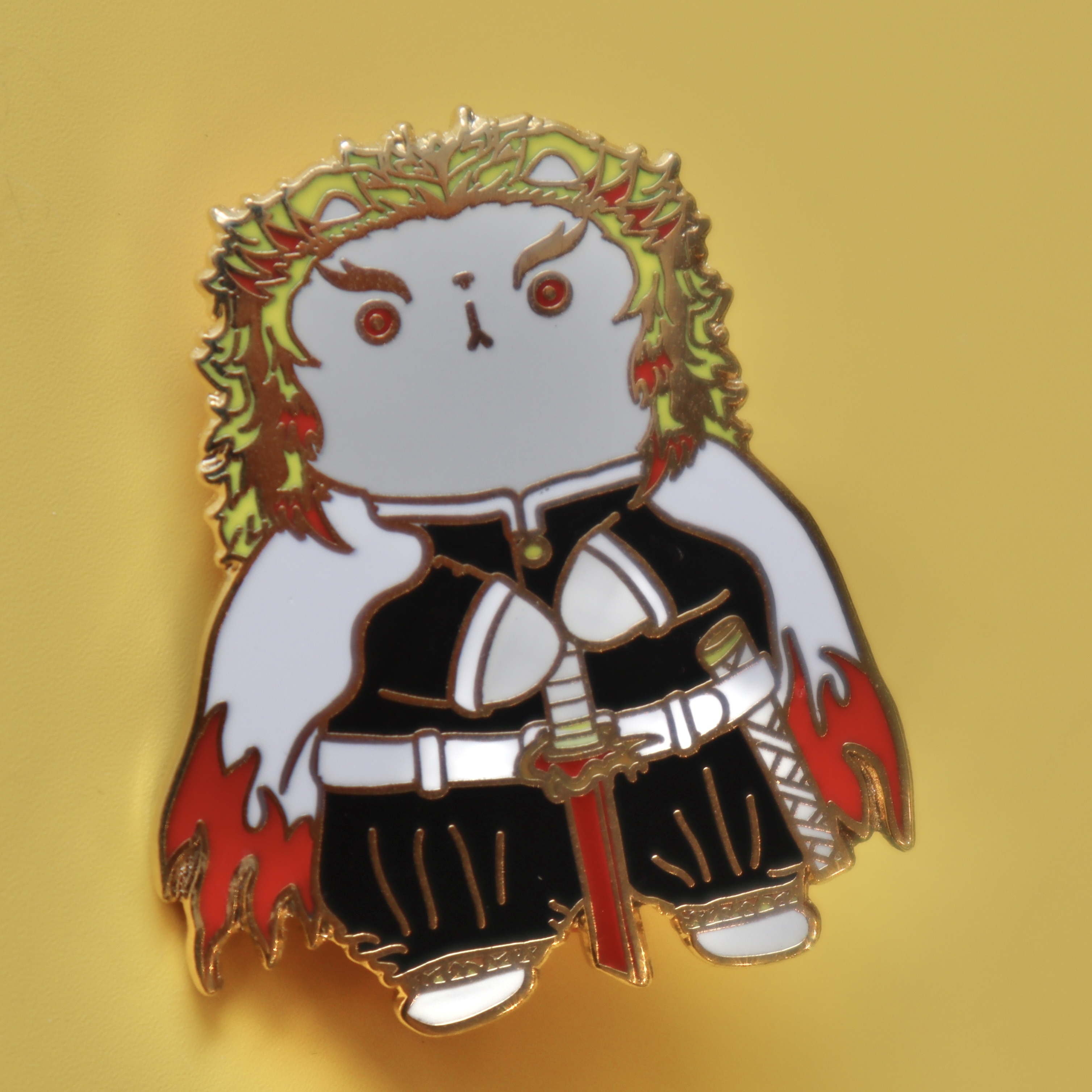 Rengoku Kyojuro (Kimetsu no Yaiba) Cat Enamel Pin