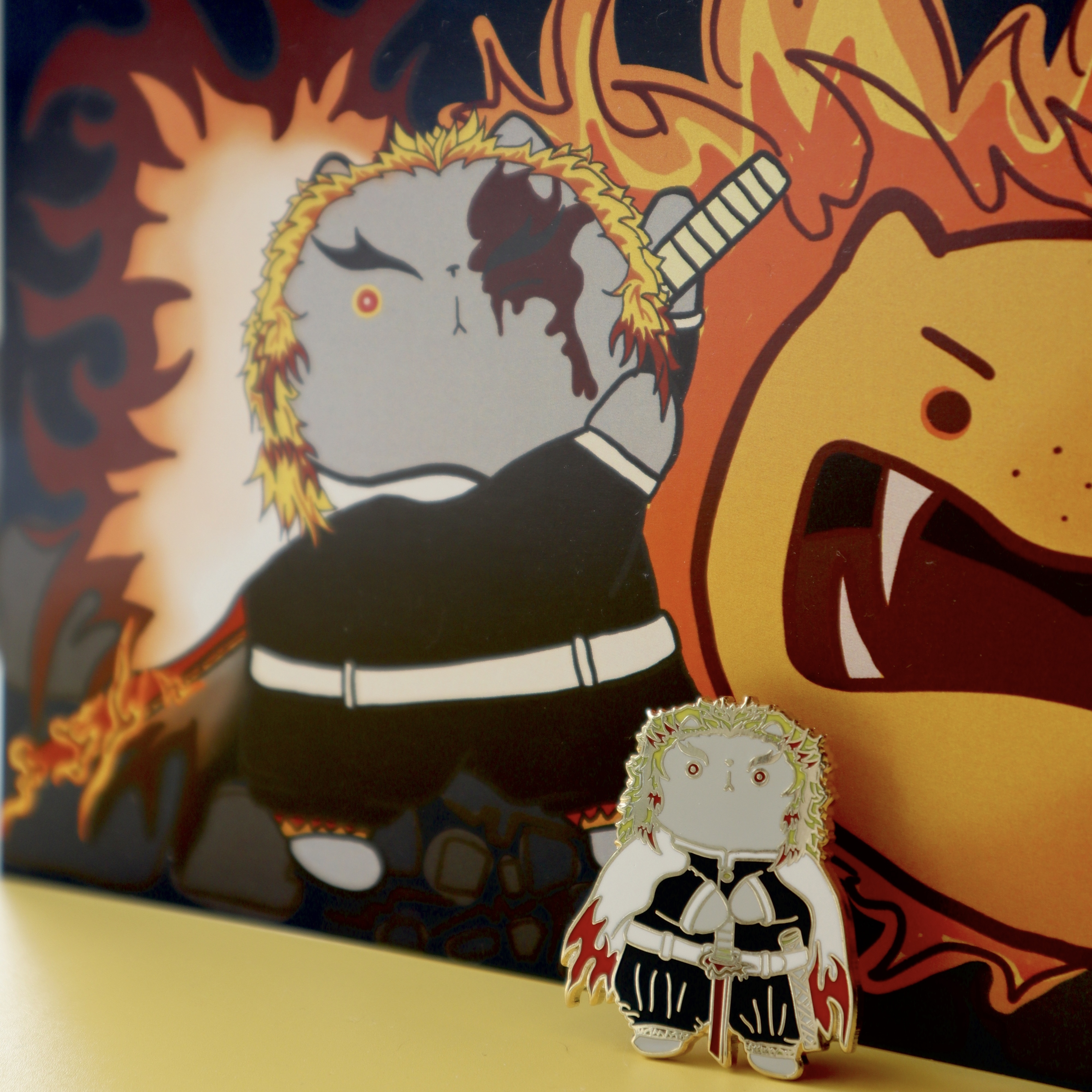 Rengoku Kyojuro (Kimetsu no Yaiba) Cat Enamel Pin