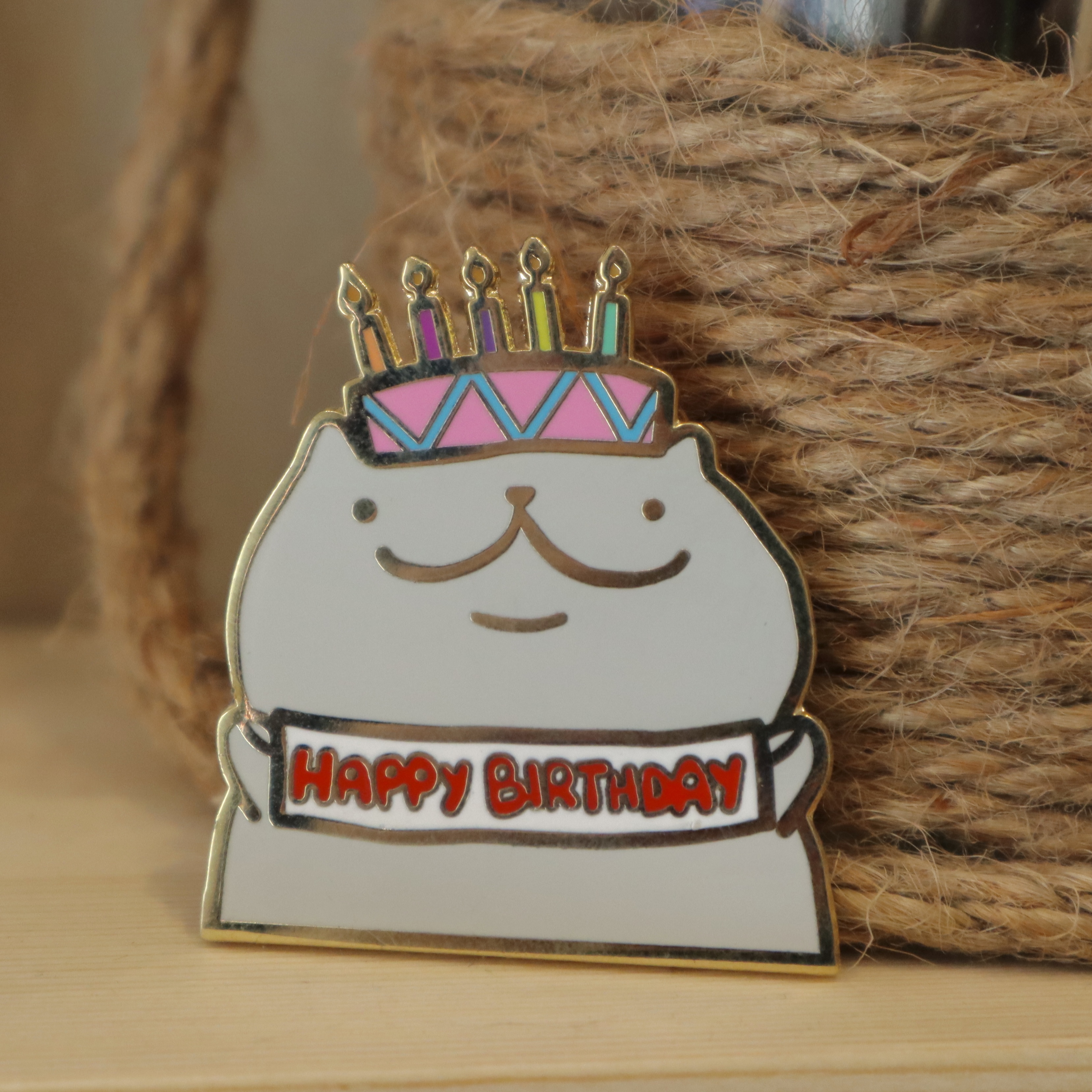 Happy Birthday Cat Enamel Pin
