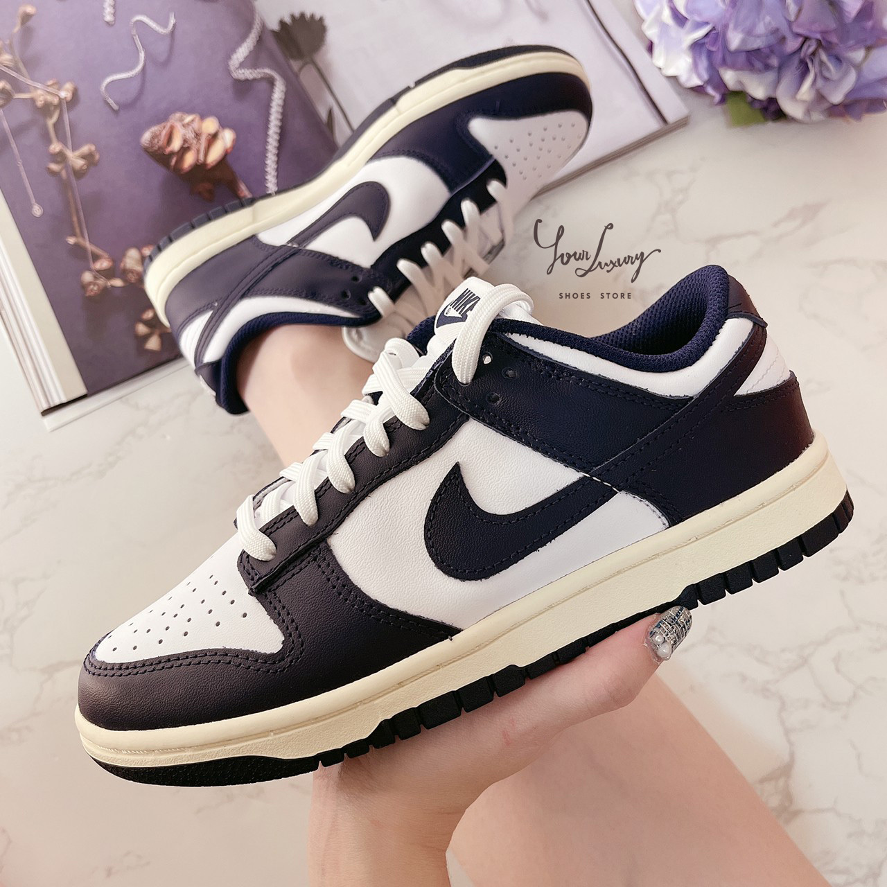 Luxury】日本NIKE Wmns Dunk Low Vintage Navy 復古深藍奶油底森林綠