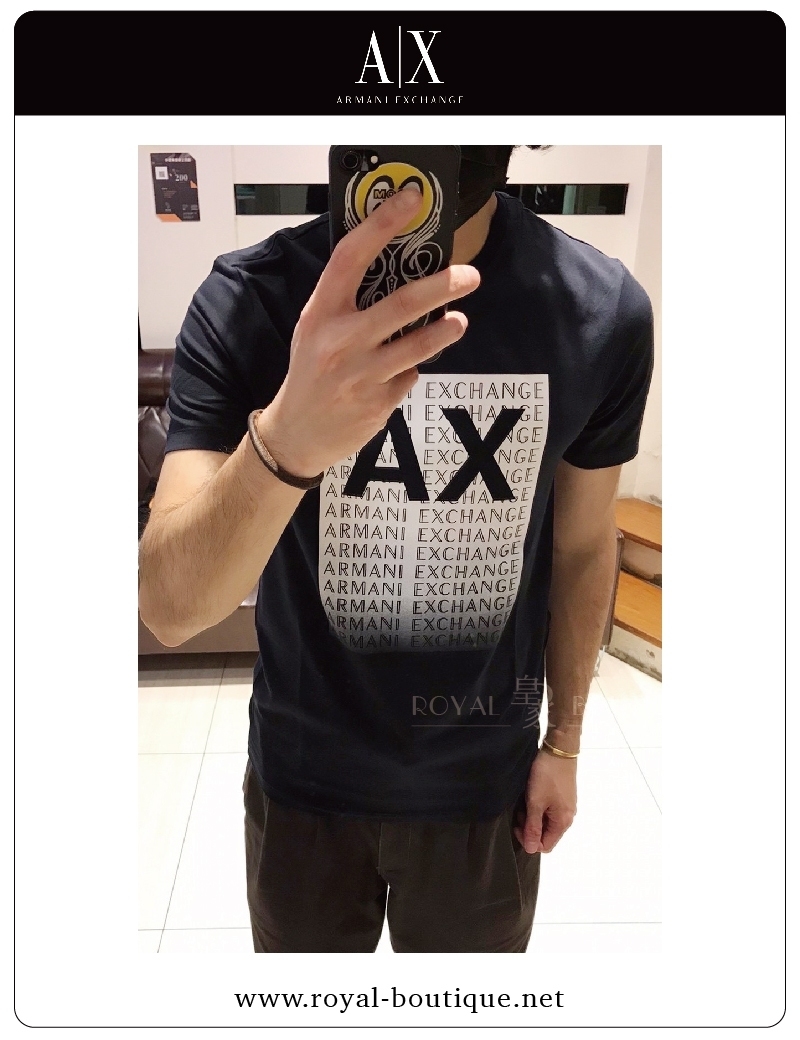 【Armani Exchange】AX漸層字體印刷短T
