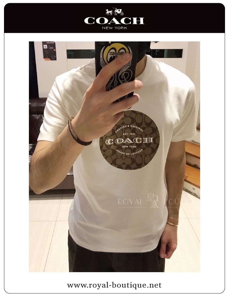 【COACH】經典老花印刷LOGO短T