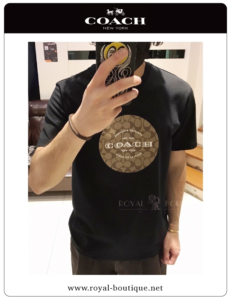 【COACH】經典老花印刷LOGO短T