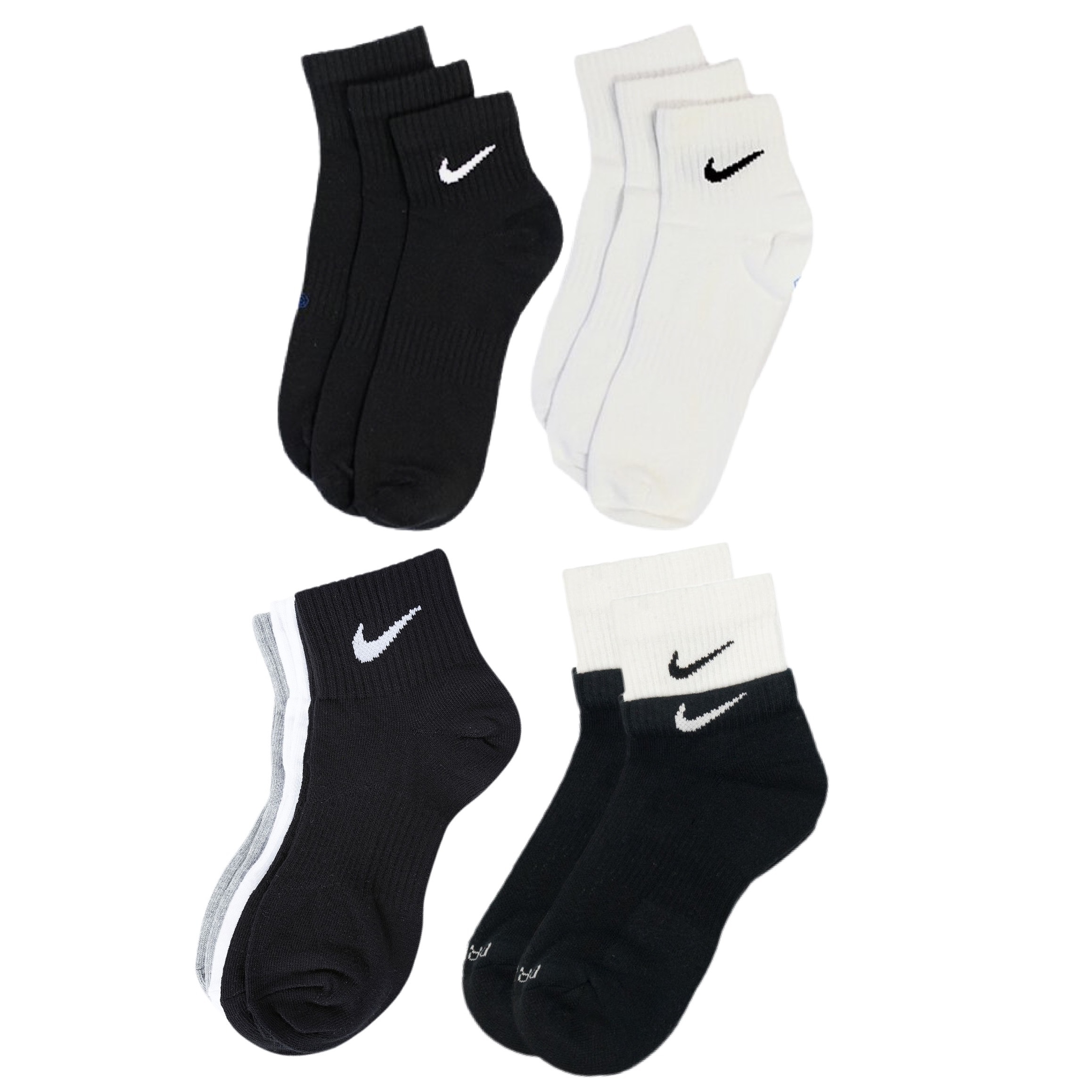 NIKE LOGO SOCKS 短襪 中筒襪 襪子 黑白灰 全白 全黑 雙層襪