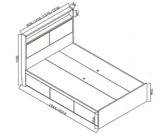 826系列 櫸木色 三櫃桶儲物床屏床架