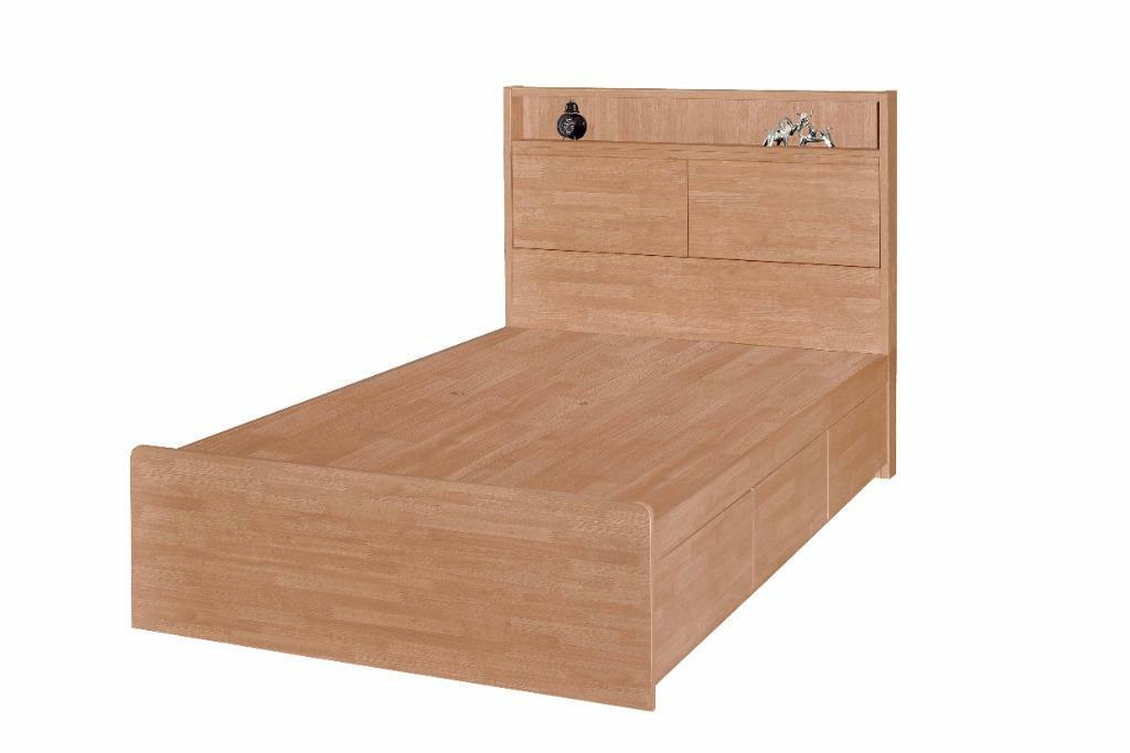 826系列 櫸木色 三櫃桶儲物床屏床架