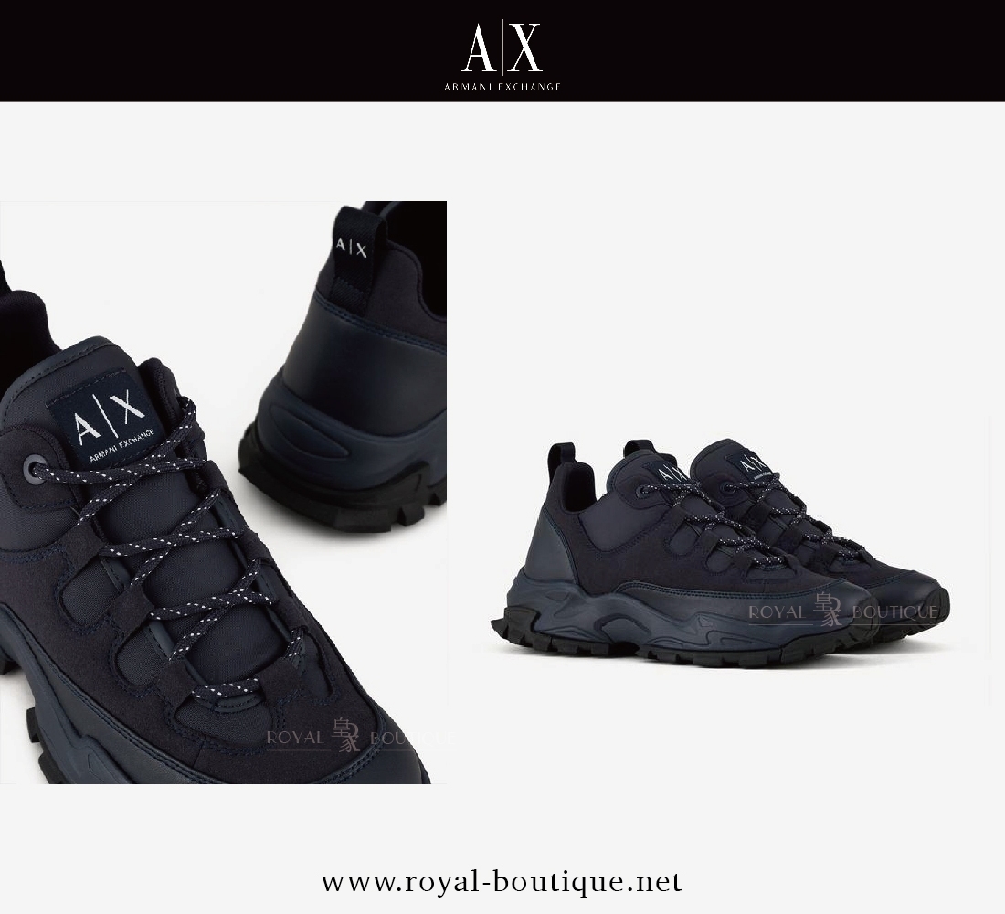 Armani Exchange 深藍黑拼接運動休閒鞋