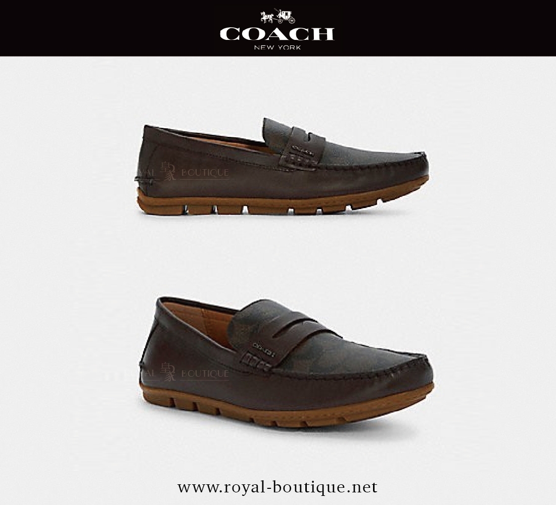 COACH 經典深咖啡老花船鞋