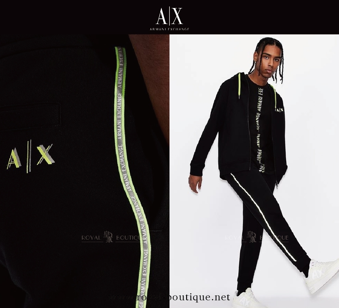 Armani Exchange 螢光串標縮口長棉褲