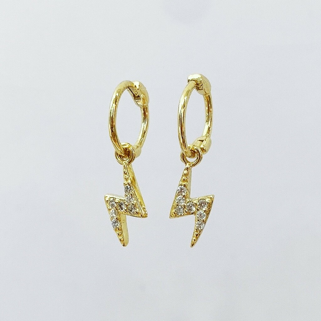 純銀易扣-滿鋯閃電垂吊小圈(單支價)