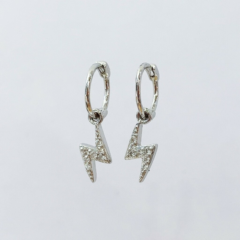 純銀易扣-滿鋯閃電垂吊小圈(單支價)