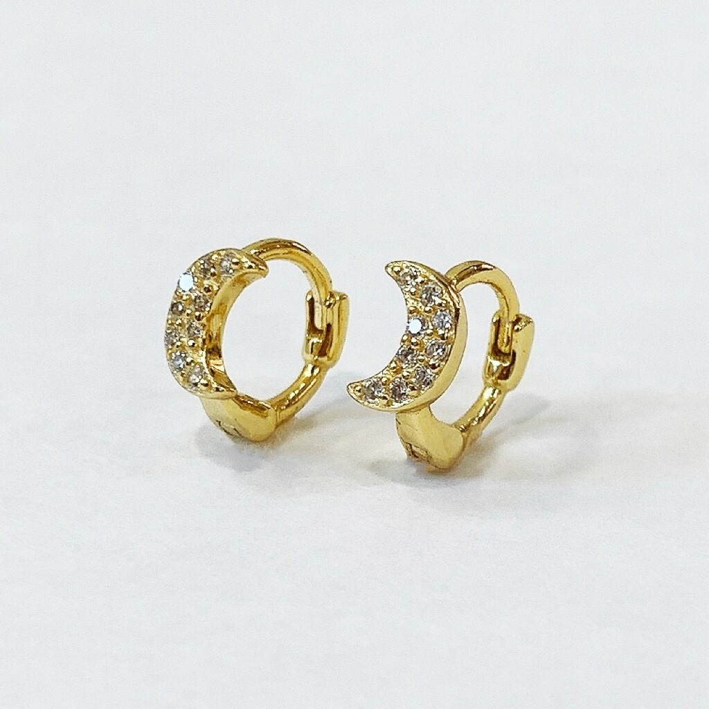 純銀易扣-滿鋯小月亮小圈(單支價)