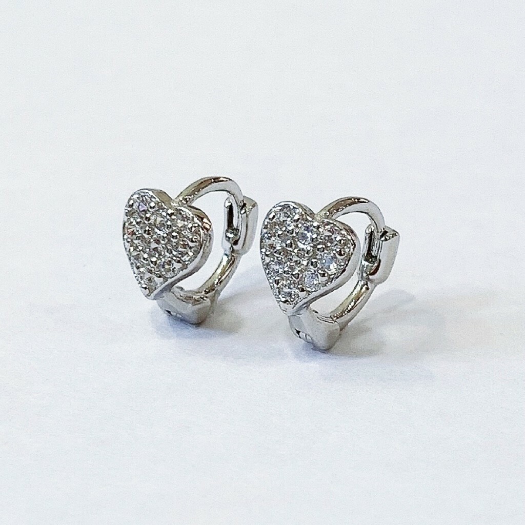 純銀易扣-滿鋯小愛心小圈(單支價)