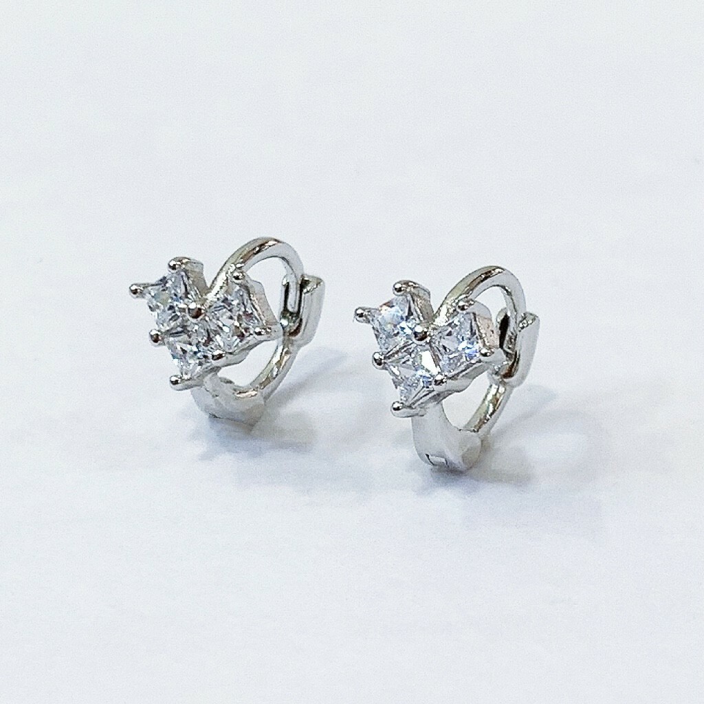 純銀易扣-數位三方鋯愛心小圈(單支價)