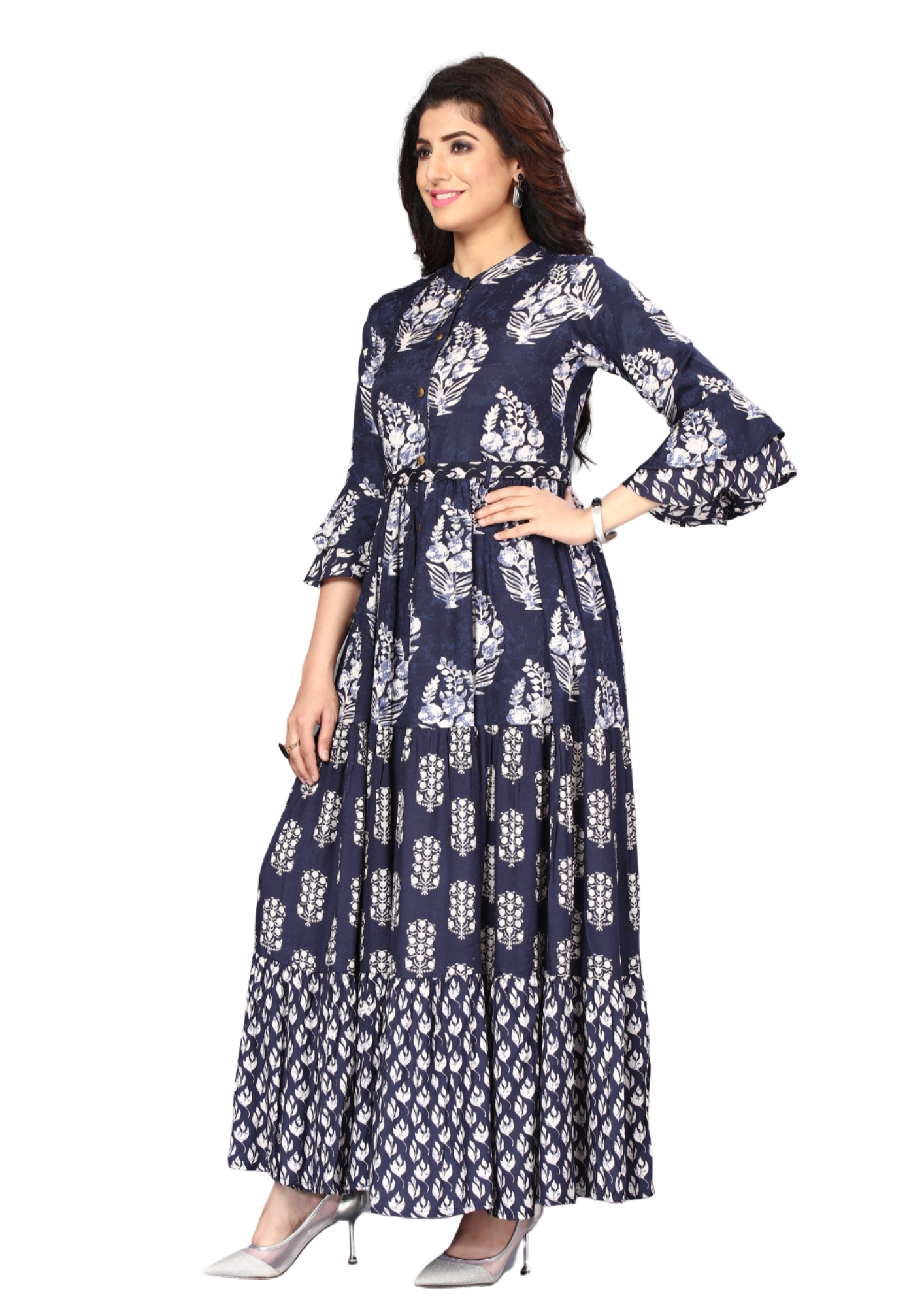 Women High Quality Rayon Printed design Midi Dress A0020