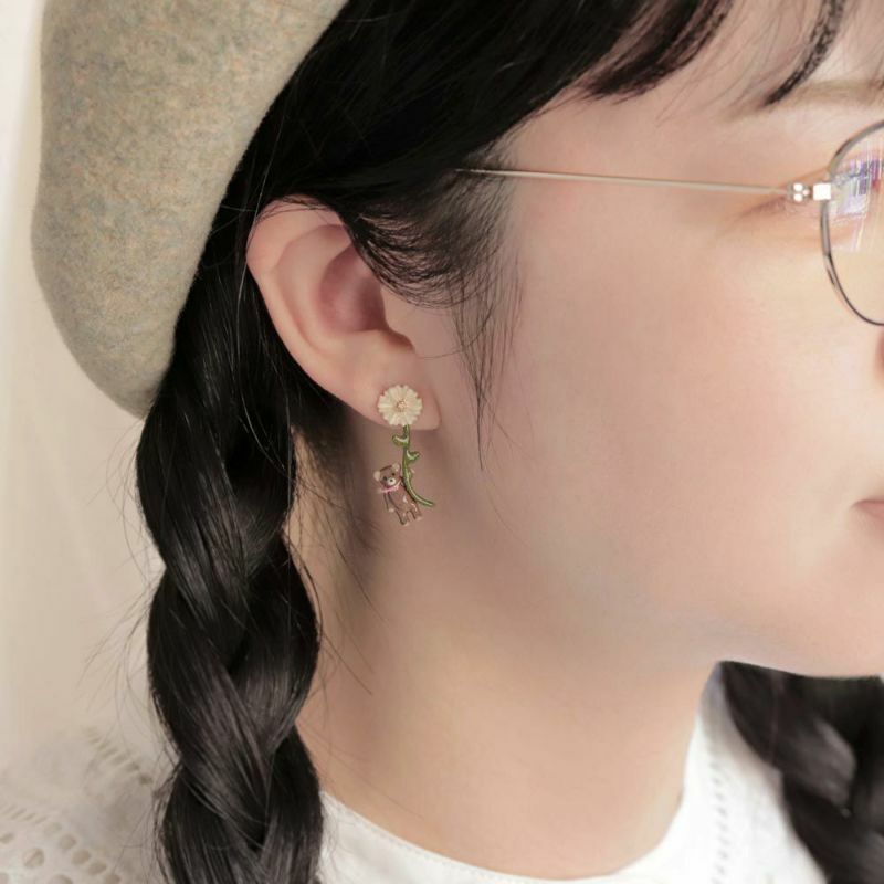 Ayatorie 熊仔種花耳環