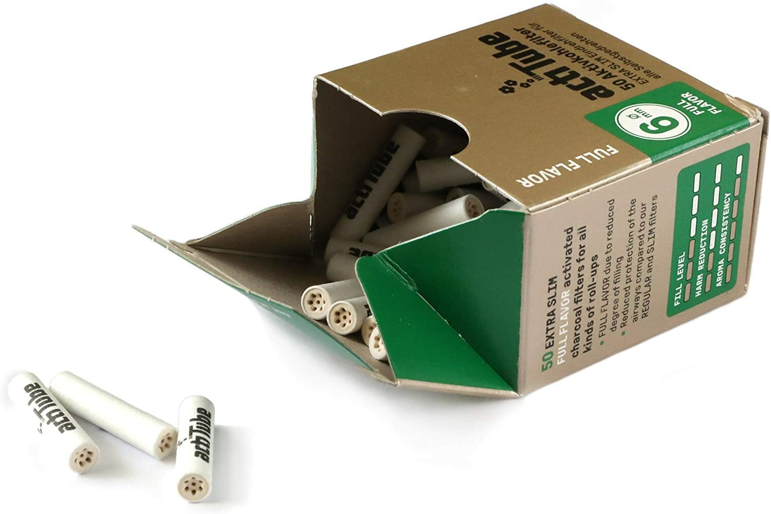 德國原裝 actiTube - 6mm / 7mm Slim 活性碳濾嘴