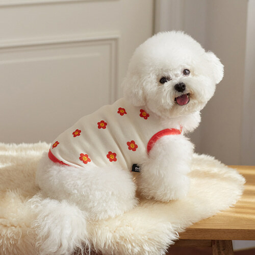 DearMyMom  微笑小花無袖背心 (米白)