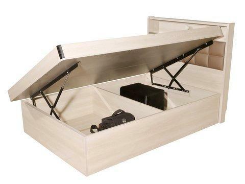 383系列 淺橡木色 格仔屏儲物油壓床架