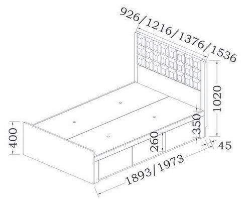383系列 淺橡木色 格仔屏三櫃桶床架