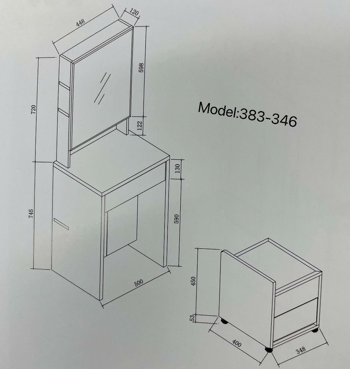 383系列 淺橡木色 妝枱連椅(383-346)