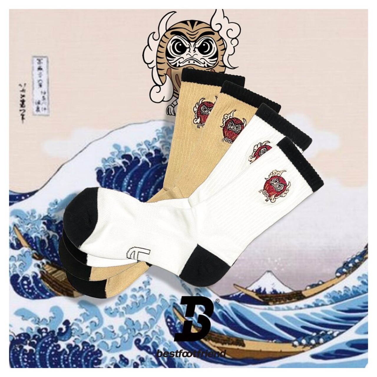 Best Foot Friend BFF DARUMA 達摩 不倒翁 長襪 兩色