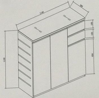 383系列 淺橡木色 玻璃面鞋櫃連櫃桶(383-325)(383-327)