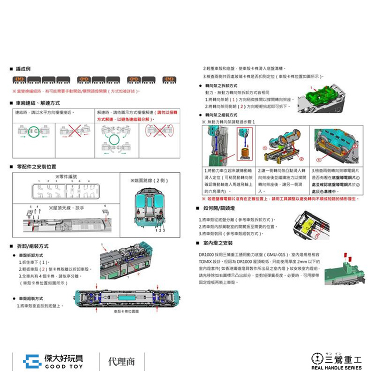 三鶯重工A003 柴油客車台鐵DR1000 紀念車(1T.頭尾燈點燈.無動力) N規