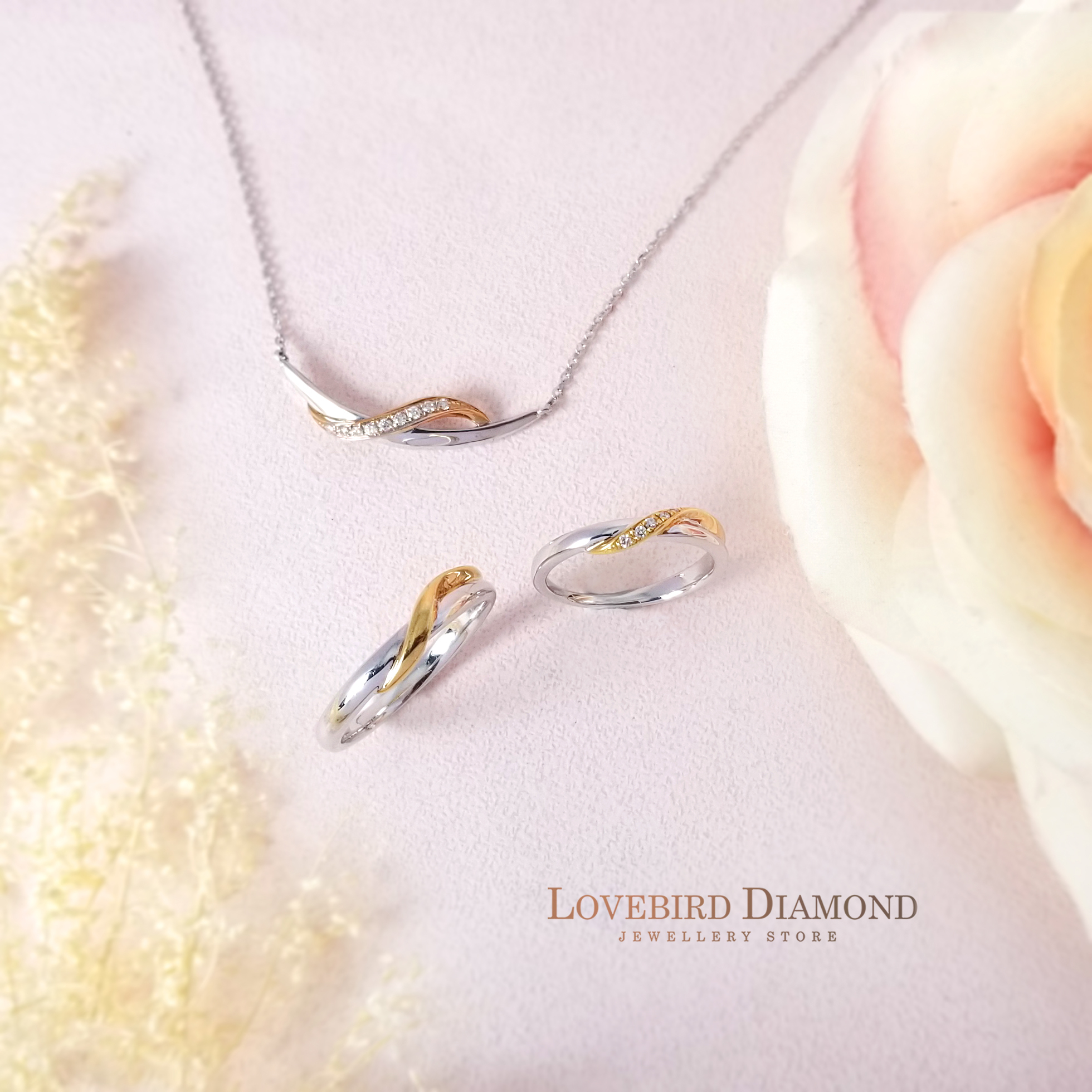 18K白金/玫瑰金天然鑽石結婚戒指