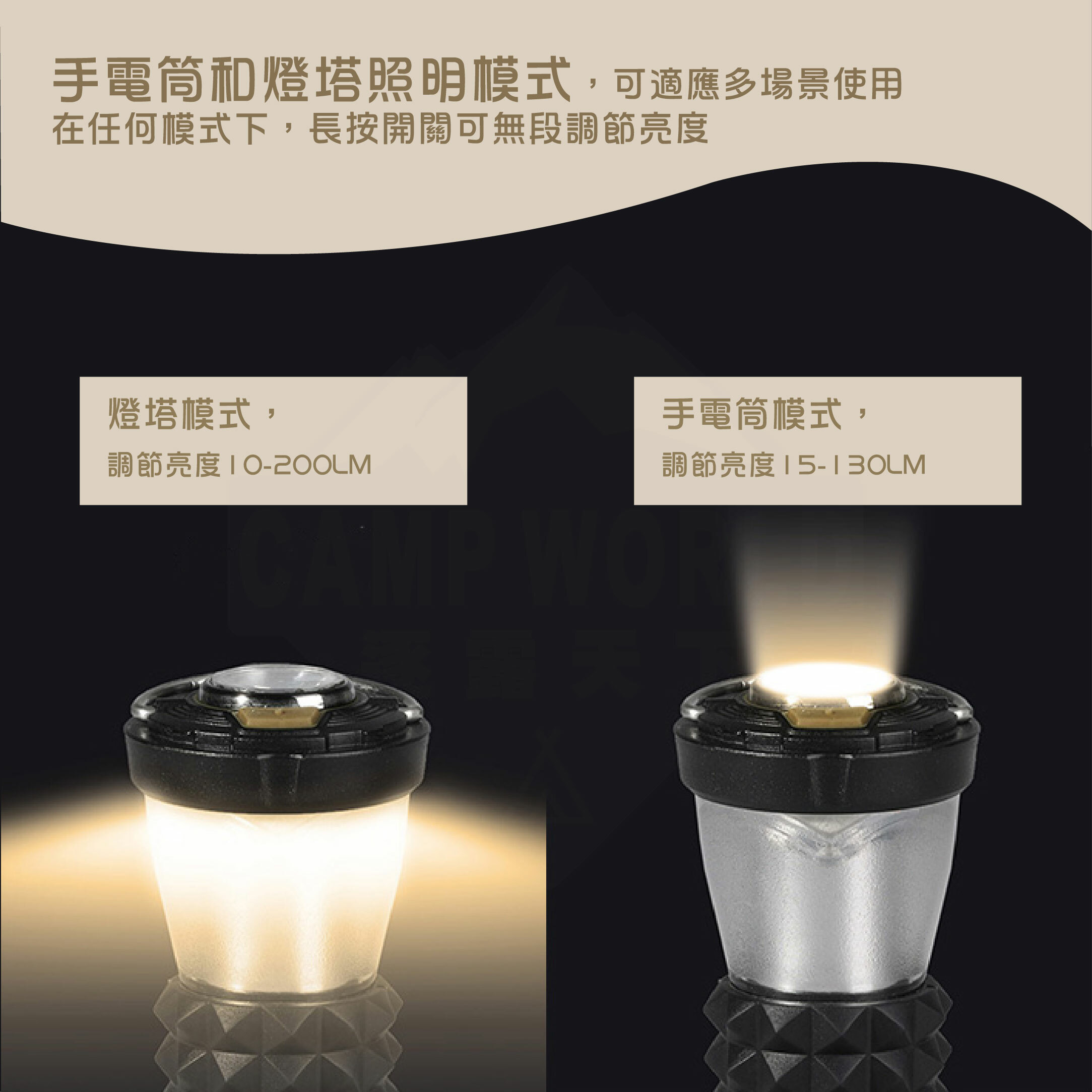 【THOUS WINDS】千風 LED塔型露營燈(含燈罩)