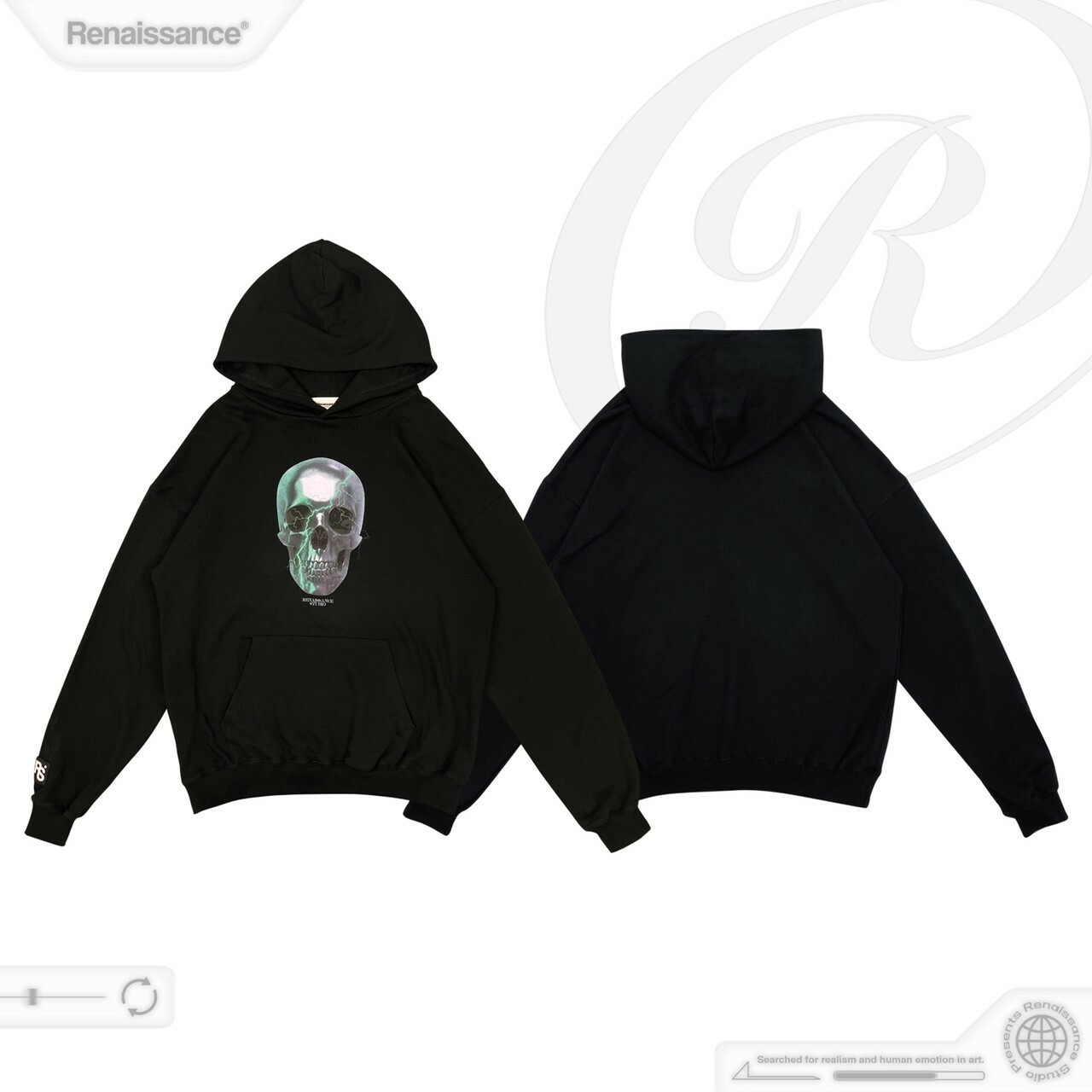 RENAISSANCE 閃電 黑綠 骷髏帽T “ Green Light Skull Hoodie “