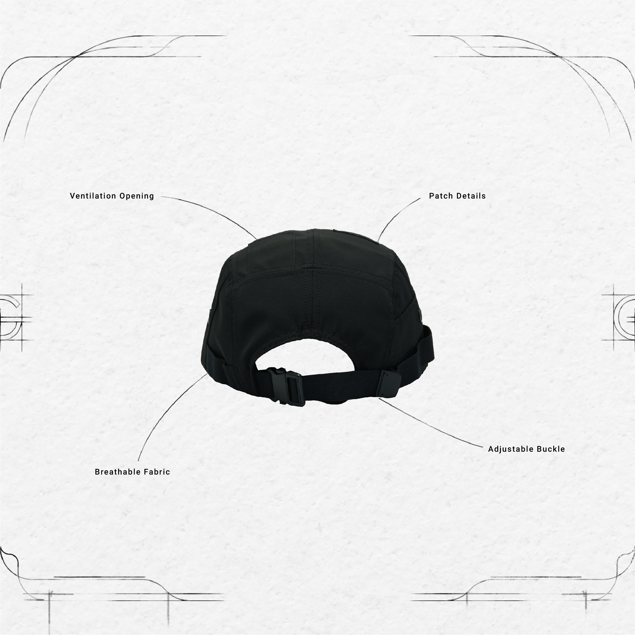 G-R1M”- Patch Camp Cap - Black