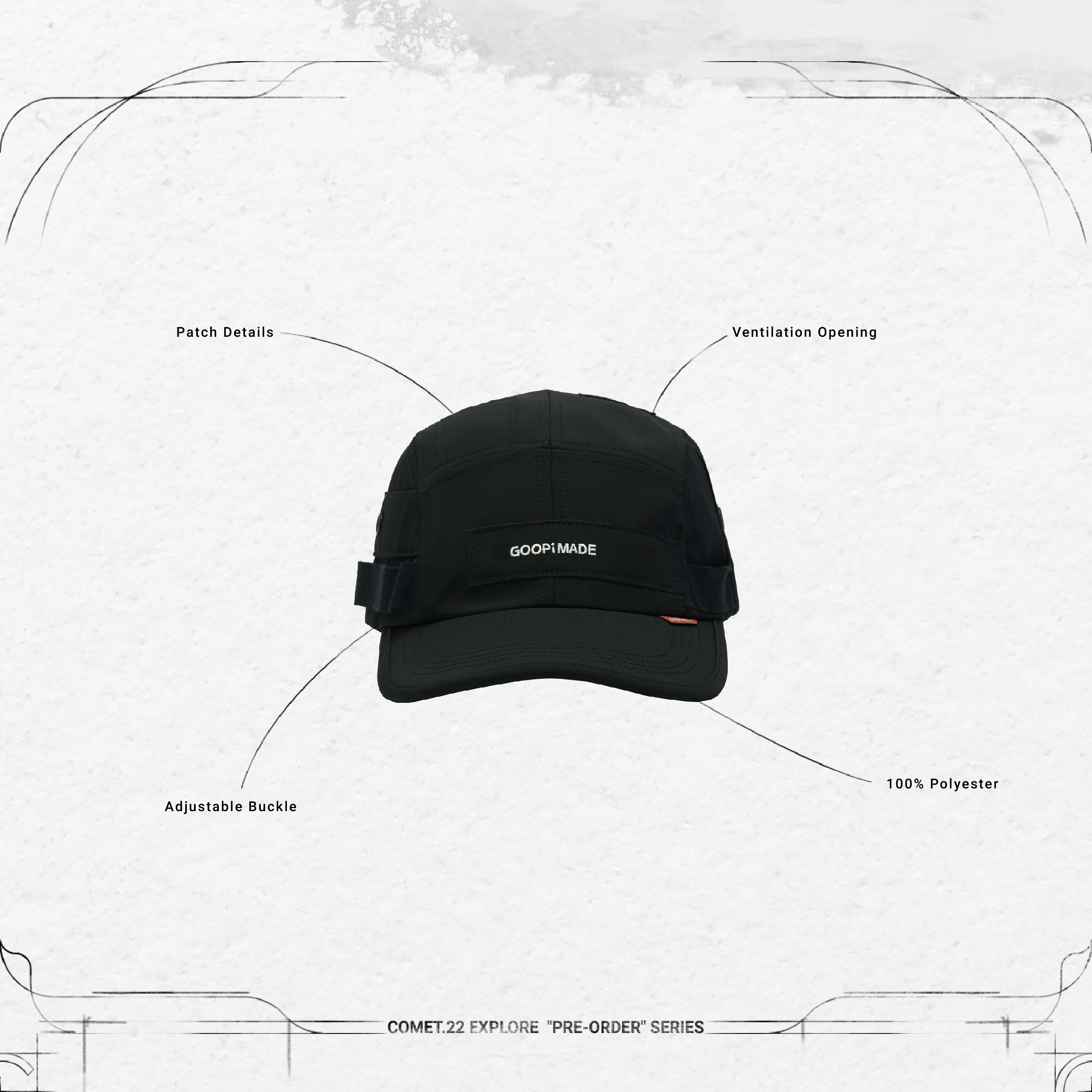 G-R1M”- Patch Camp Cap - Black