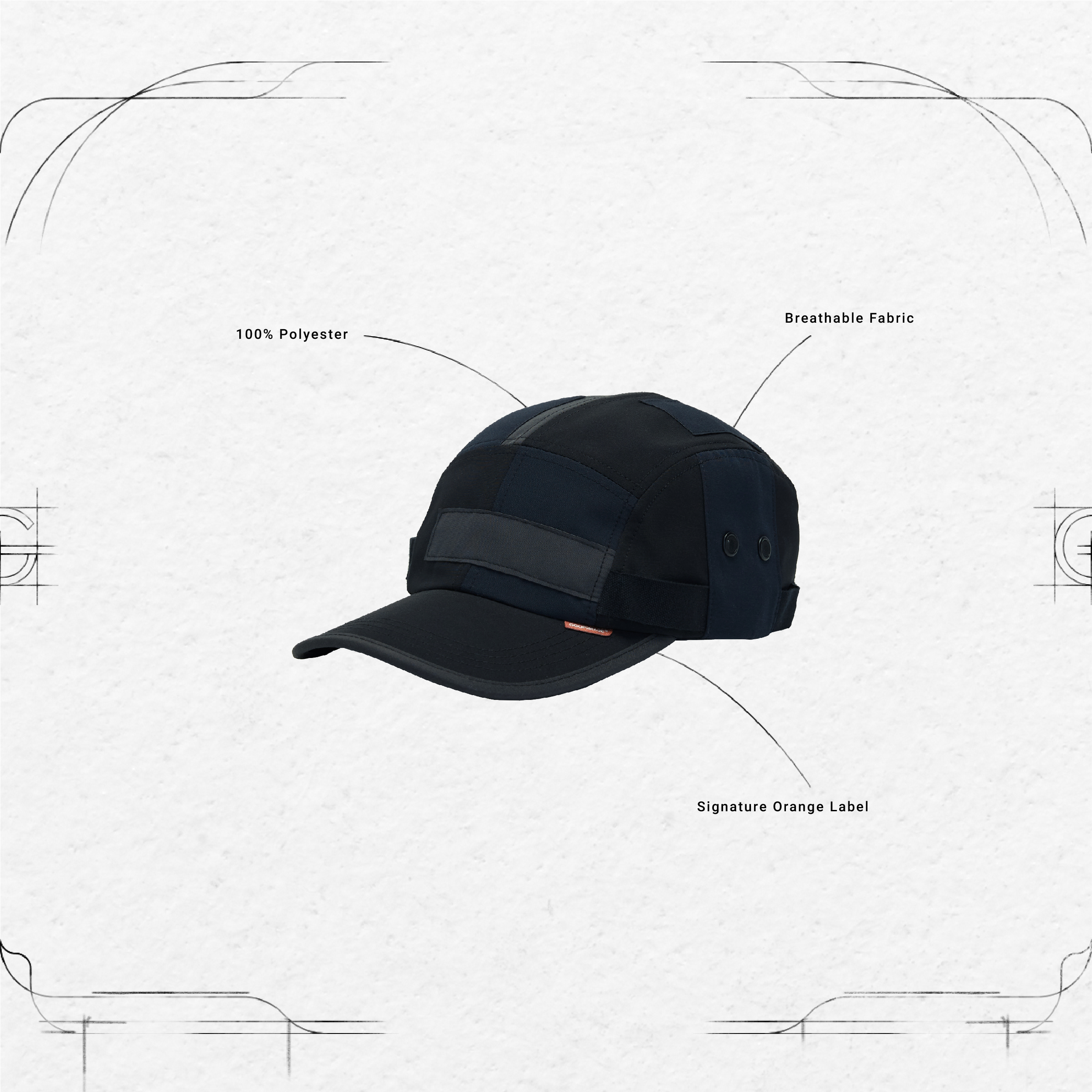 G-R1M”- Patch Camp Cap - Mixed-Navy