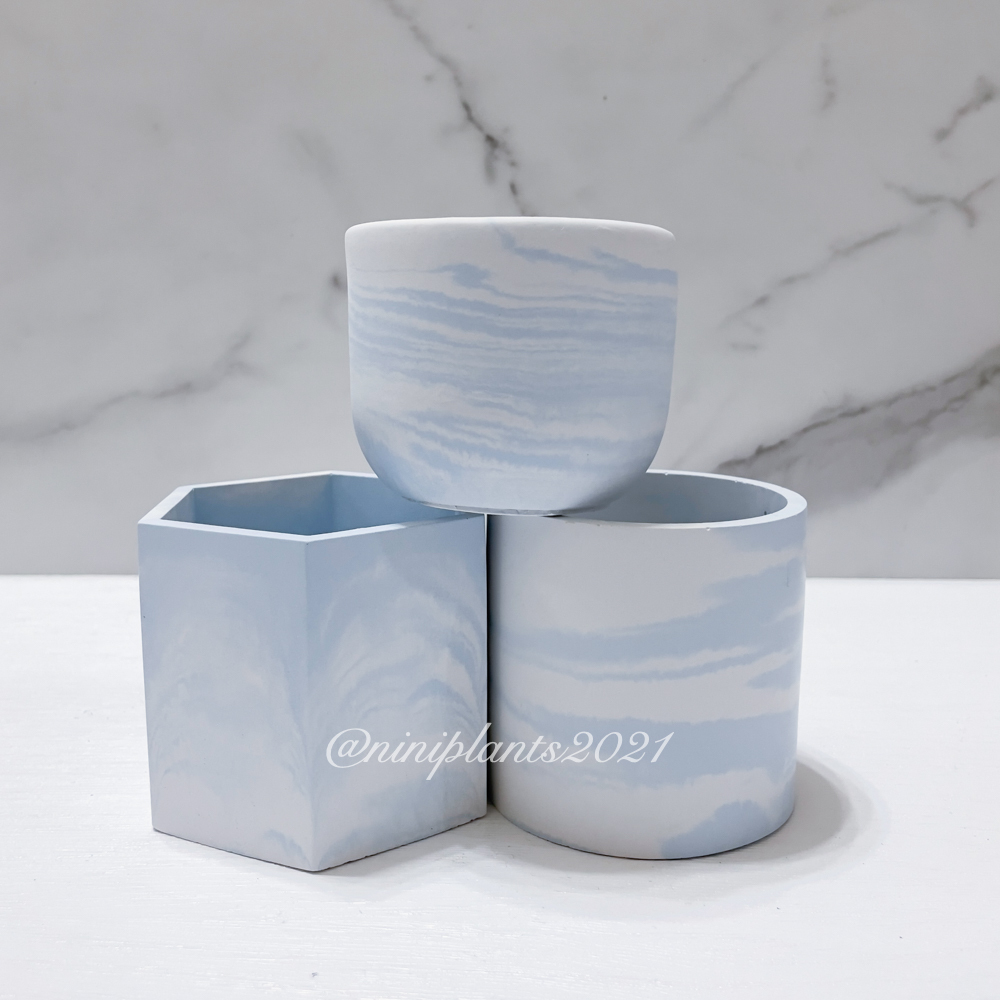 ｜染墨雅｜天空藍渲染水泥盆器
