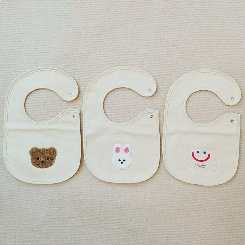 刺繡側邊開扣雙層口水巾