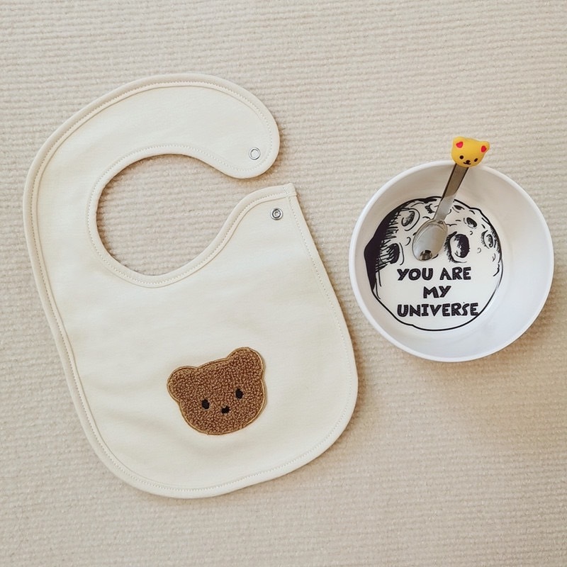 刺繡側邊開扣雙層口水巾