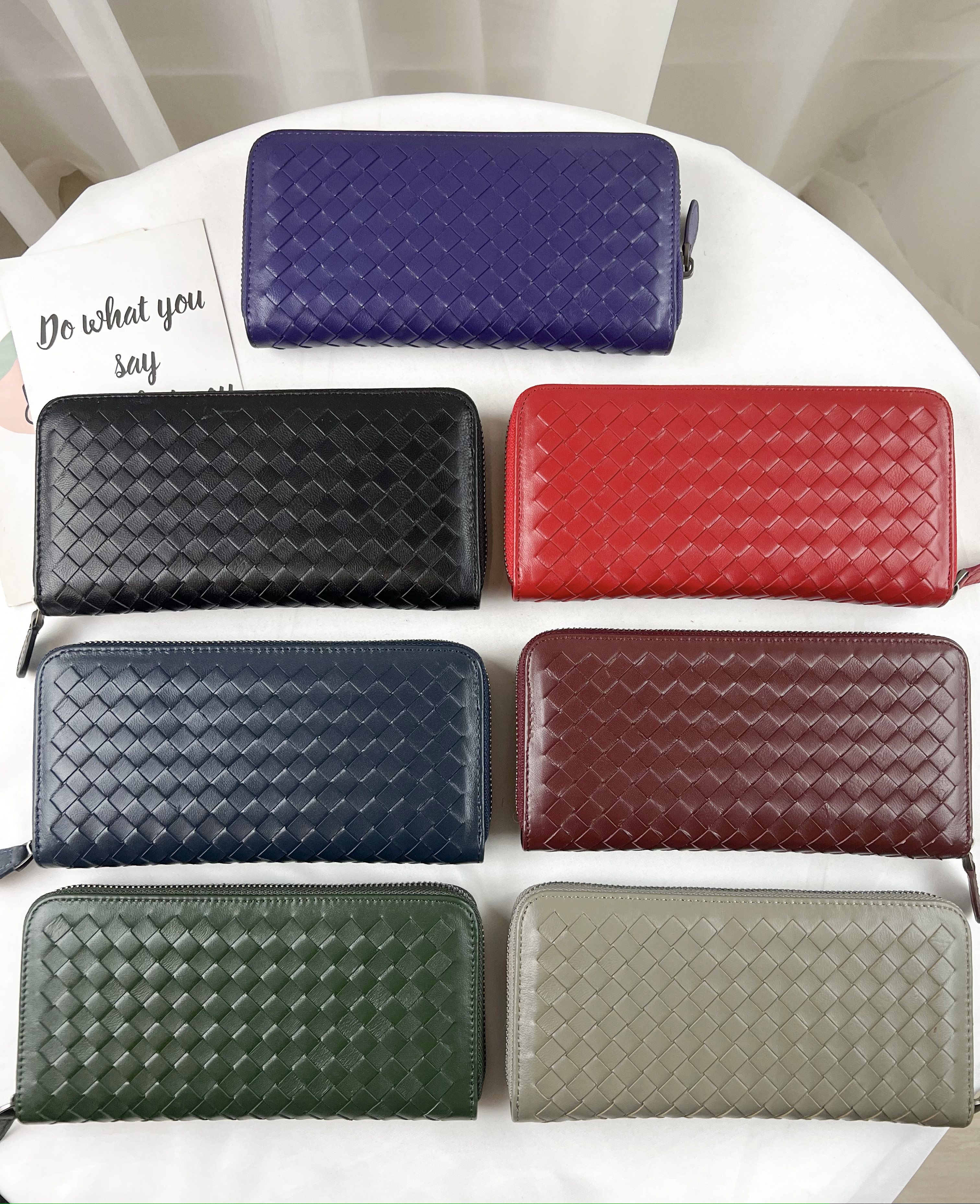 編織真皮牛皮拉鍊長夾  #SM-1807