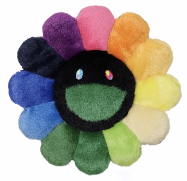 Takashi Murakami Flower Cushion 60cm - Rainbow x Black