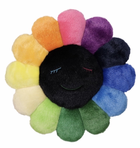 Takashi Murakami Flower Cushion 60cm - Rainbow x Black