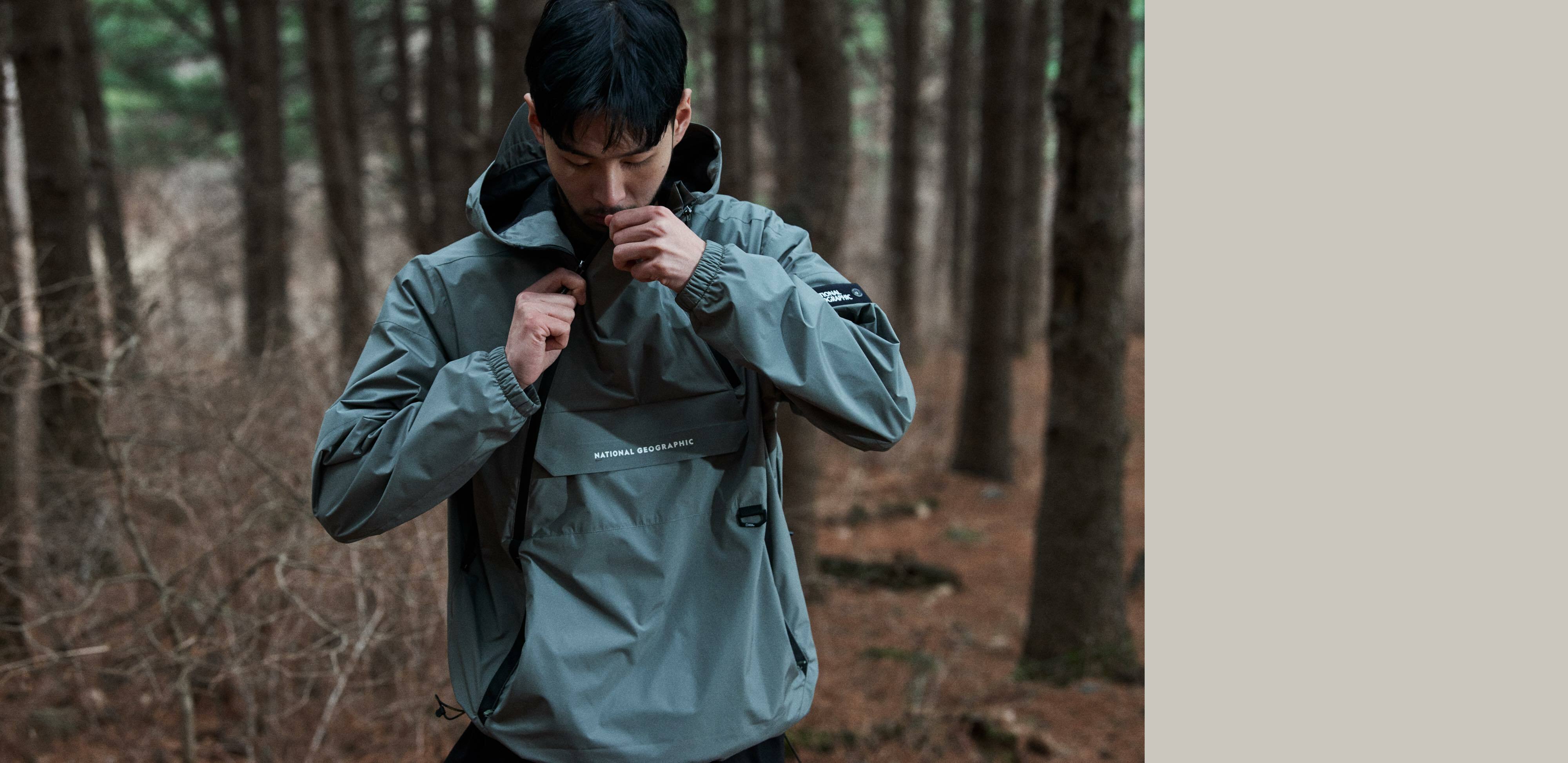 パーカー・フーディ NATIONAL GEOGRAPHIC N233UFT920 Sulian sleeve pocket training ☆NATIONAL GEOGRAPHIC☆Schlian sleeve pocket hoodie zip-up