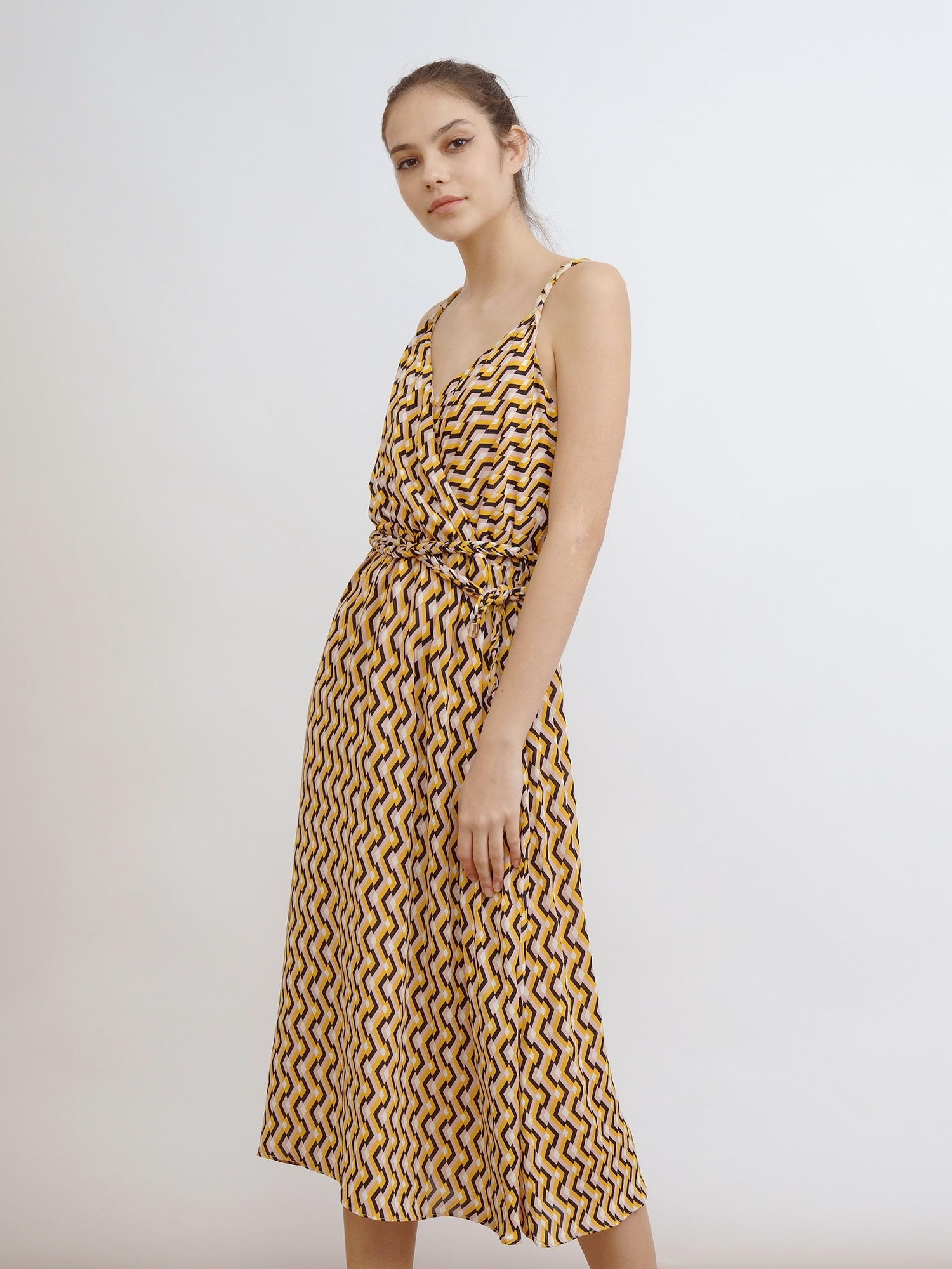 mi-tu V-neck printed sleeveless dress