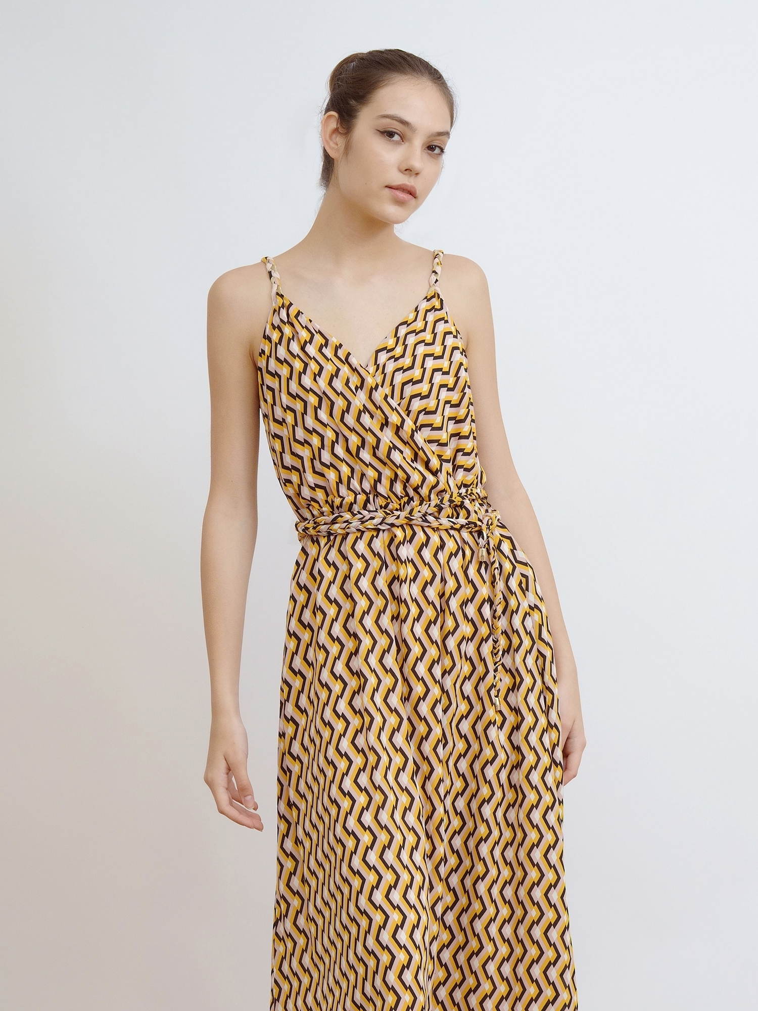 mi-tu V-neck printed sleeveless dress