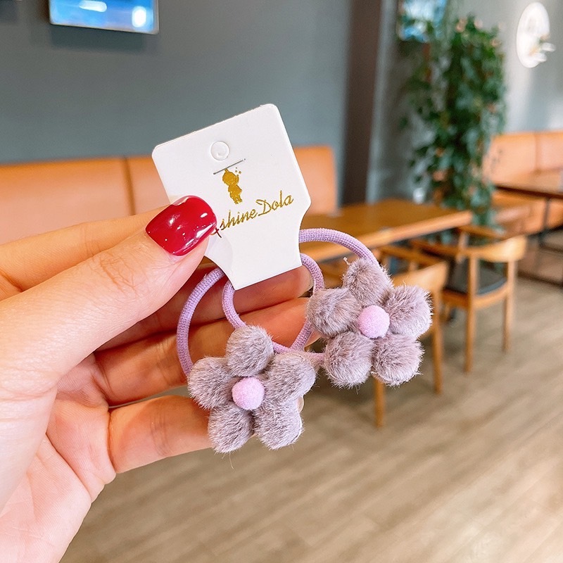 毛絨絨小花髮圈