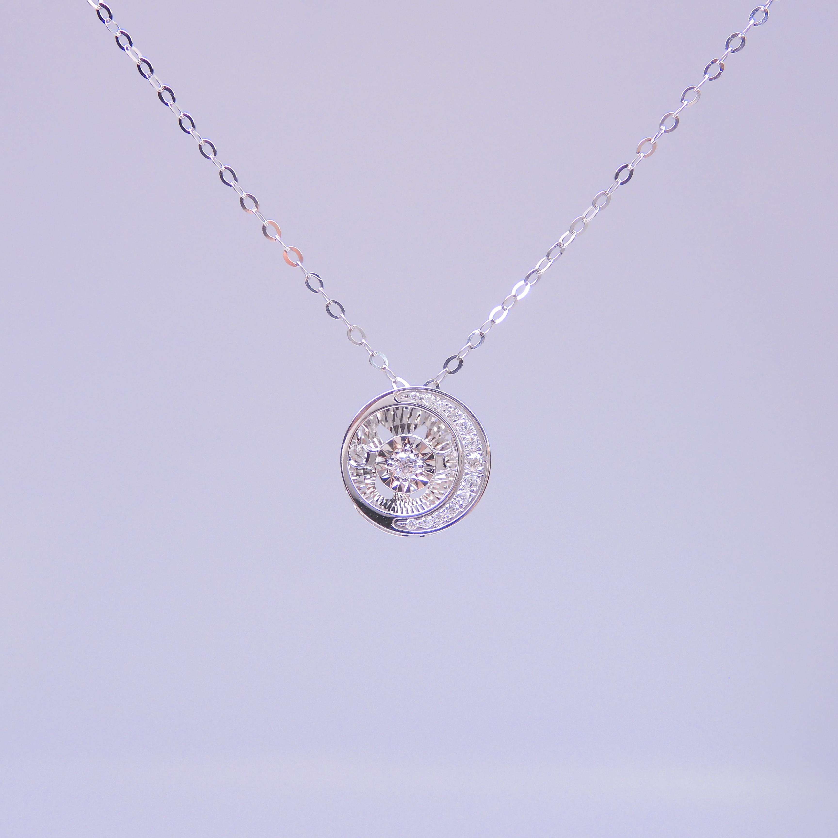 18K金 0.068ct Dancing Stone 月光鑽石項鏈