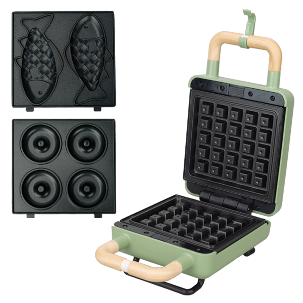 伊瑪  Imarflex   IWM-803‧三合一迷你鬆餅窩夫機‧3款烤盤: 日式鯛魚燒、圓形窩夫及方形夾餅‧香港行貨,原廠2年保養‧